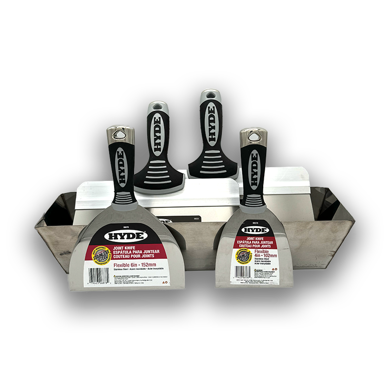 Pro Stainless™ Drywall Kit (Joint & Taping Knives + Mud Pan) — Hyde Tools